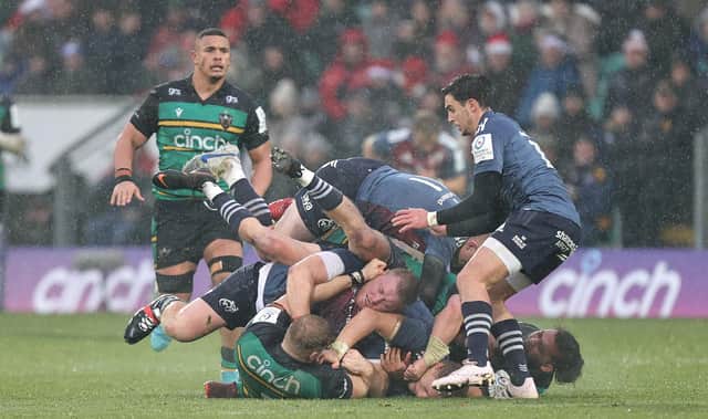 It was a feisty encounter at cinch Stadium at Franklin's Gardens