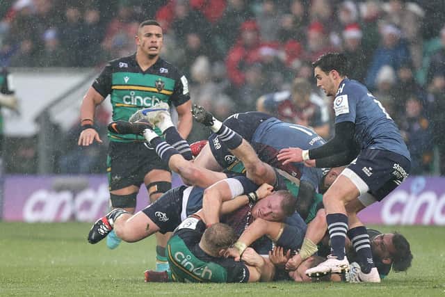 It was a feisty encounter at cinch Stadium at Franklin's Gardens
