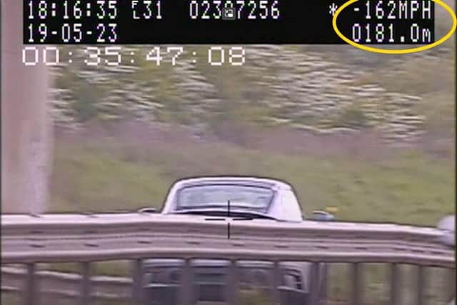 The Porsche is clocked doing 162mph on the A43 near Corby