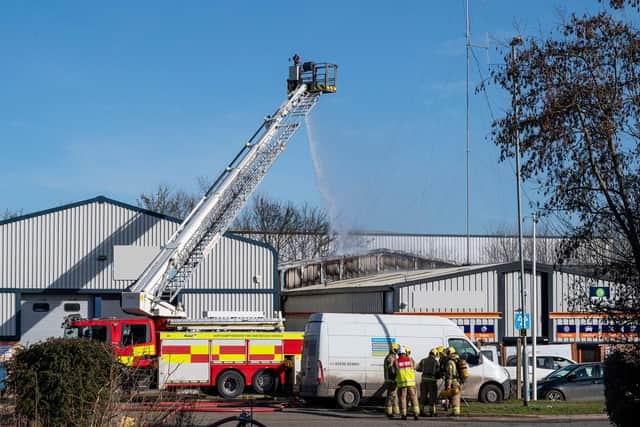Fire crews at the scene in Linnell Way today (Thursday)