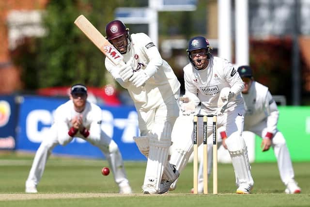 George Bartlett in action during his match-saving innings for Northants against Lancashire (Photo by David Rogers/Getty Images)