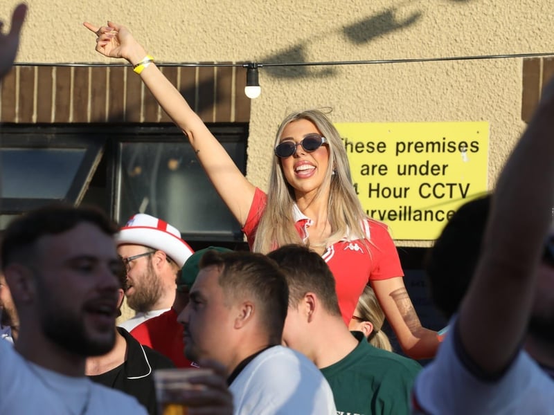 Fans at the Kettering Town FC World Cup Fan Zone watch England vs Argentina in the semi-final