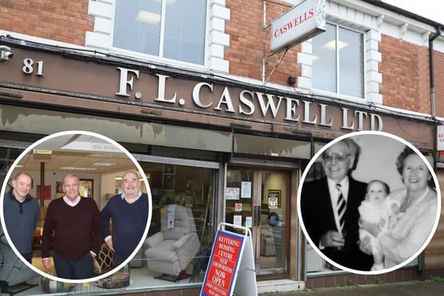 FL Caswell - the furniture store in Montagu Street, Kettering, with inset current directors (left) and founders (right) /National World