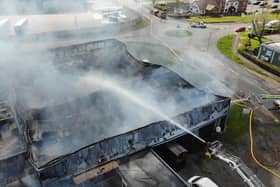 An aerial view of the fire in Corby