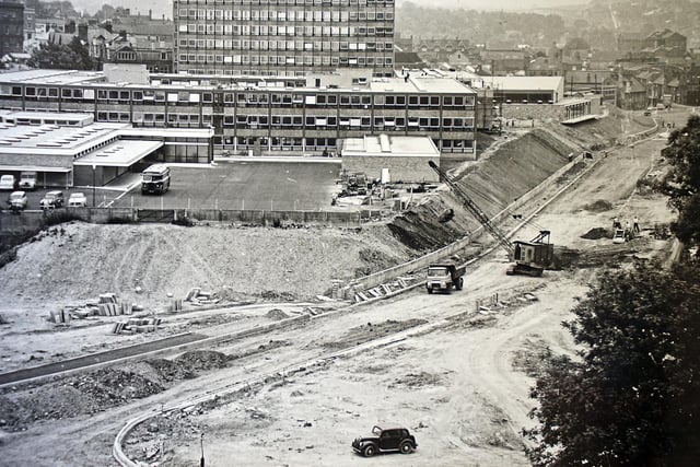 A view of the construction work at Markham road Chesterfield in 1963.