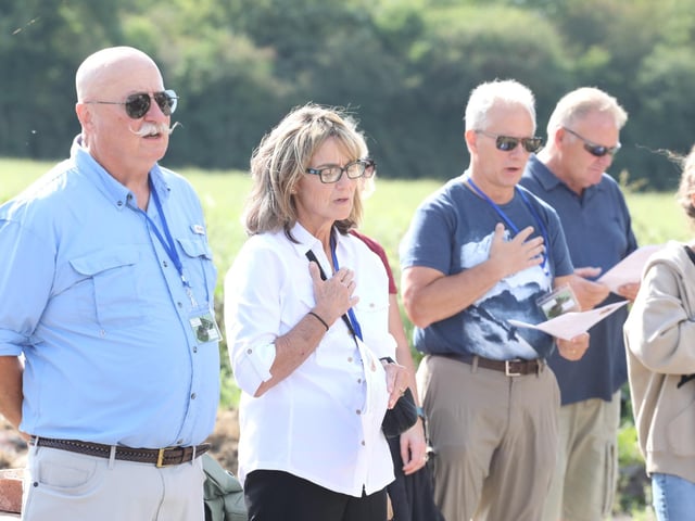 Grafton Underwood US airbase museum volunteers welcome returning veteran and families of base personnel