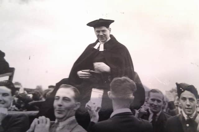 Corby Pole Fair - the vicar of St John the Baptist is traditionally 'chaired' through the village