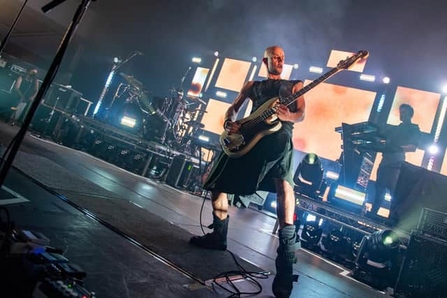 Gary Numan bassist on stage at Royal & Derngate, Northampton. Photo by David Jackson.