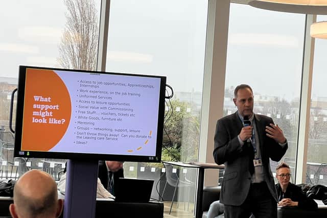 Our leaving care team talk to businesses about the difference their support makes at our last event