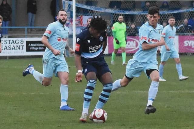 Action from Diamonds' win at Rugby Town (Picture: Shaun Frankham)