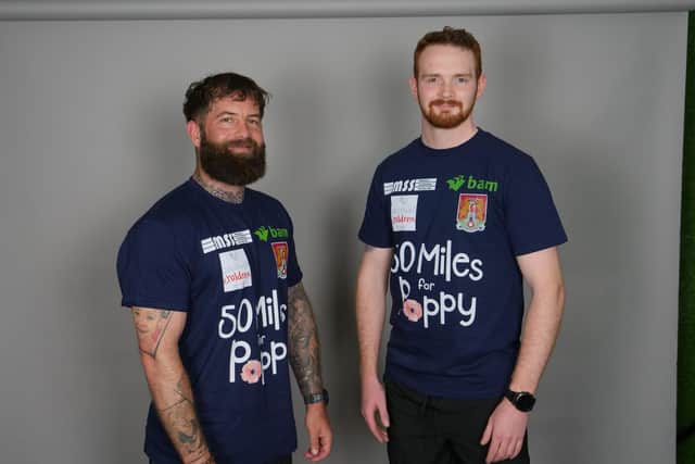 Taking on the charity challenge are Ben Ekins and Jordan Harrison from Midland Scaffolding Services.
