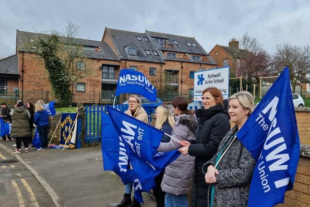 NASUWT members on strike outside Rothwell Junior School in March 2024 /National World file picture