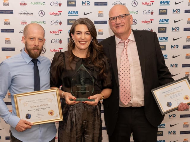 Health and Wellbeing Award: Active In Motion – the not-for-profit has delivered 12,000 accessible fitness sessions to older adults and those with long-term health conditions. /Spirit of Corby Awards 2025 Simon Munday Photography