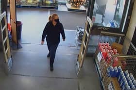 Fiona Beal seen in Northampton B&Q on CCTV. This footage has been shown to the jury in the murder trial. Photo: Northamptonshire Police.