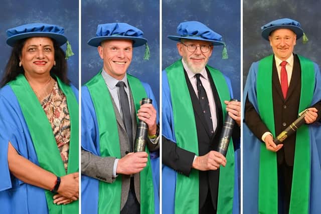 Honorary Fellows (from left to right): Neelam Aggarwal-Singh, Chris Holmes, Robin Burgess, Dave Askew.