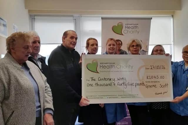 Graeme presented the cheque to Kettering General Hospital on March 27