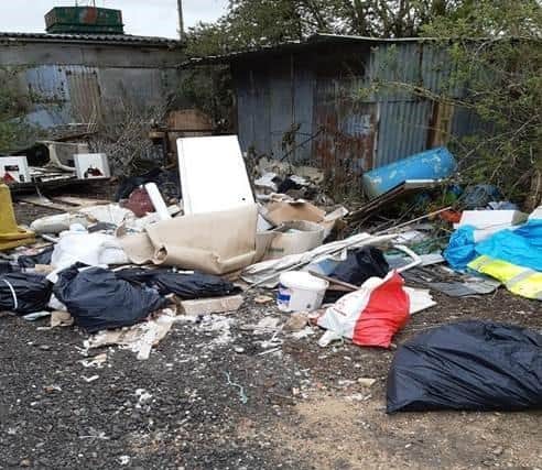 The fly-tipped rubbish in Irthlingborough