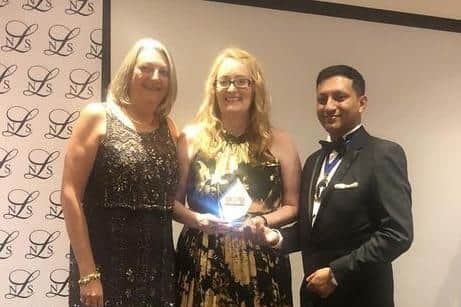 Sarah Franklin (centre) with her award
