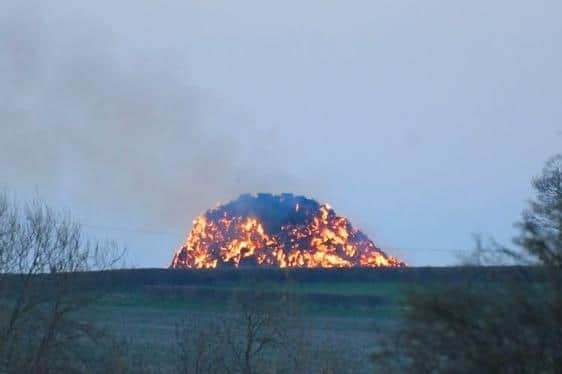 The 500-bale straw fire could be seen and smelt from as far away as Great Doddington