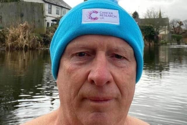 Nigel Ogden undertakes the Cold Water Challenge for Cancer Research