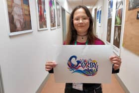 Tresham College student Regina Balogh with her winning Corby Town of Culture artwork/Corby Town of Culture