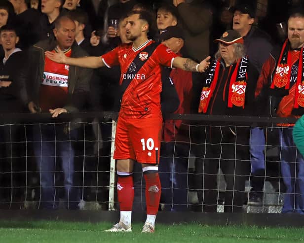 Tuesday night was a frustrating one for striker Sam Bennett and his Poppies team-mates as they lost 3-1 to AFC Telford (Picture: Peter Short)