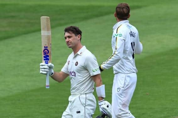 Will Young celebrates his century at Edgbaston