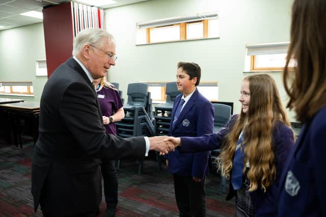HRH The Duke of Gloucester meeting pupils at Prince William School in Oundle