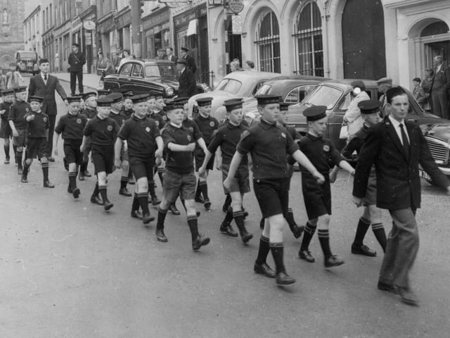 1st Kettering Boys Brigade march down Gold Street in the Mayor's parade of 1967