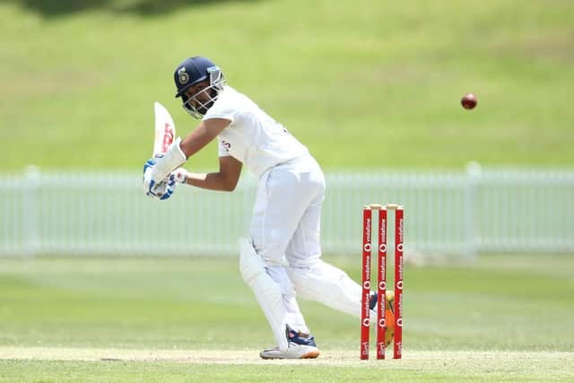 Prithvi Shaw in action for India