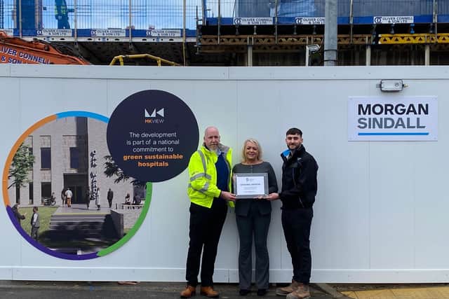 Gina Bubbins, Director of Partnerships at The Bedford College Group with representatives of Morgan Sindall Construction.