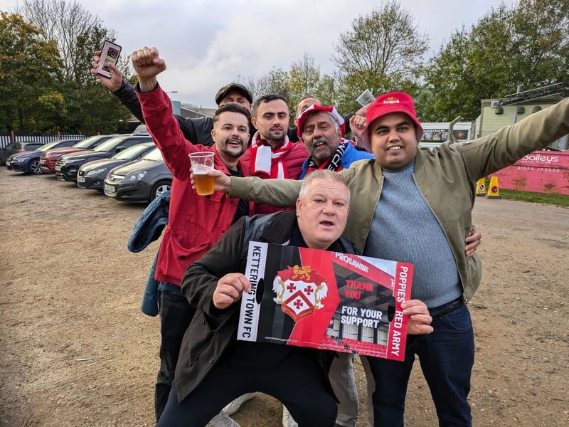 Poppies fans at the FA Cup first round game at Northampton Town