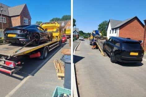 Two of the cars seized. Photo: Northamptonshire Police.