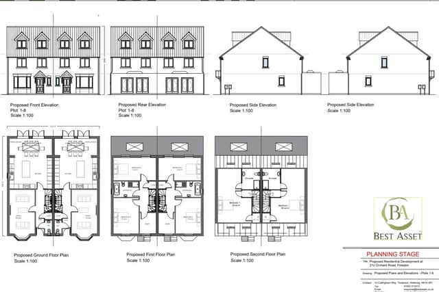 Floor plans for plots 1 through 8