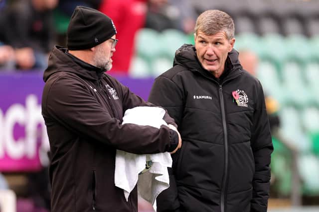 Rob Baxter (right) saw his side suffer defeat to Saints (photo by David Rogers/Getty Images)