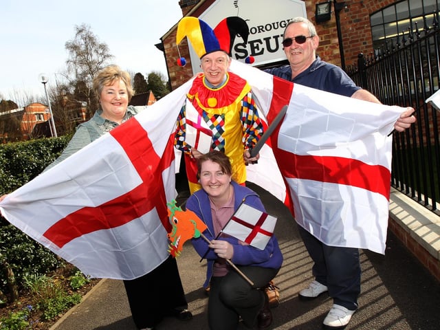 Wellingborough Museum St George's Day: l-r Sue Bull, Paula Armstrong, Robert Wharton, and Ian Nunney. 2010