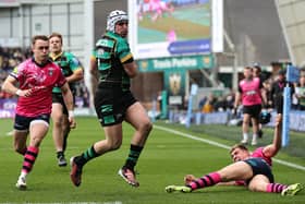 Curtis Langdon flew through Leicester to score for Saints (photo by David Rogers/Getty Images)