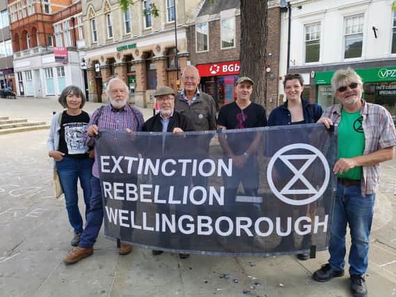 Members of Extinction Rebellion Wellingborough in the town centre today