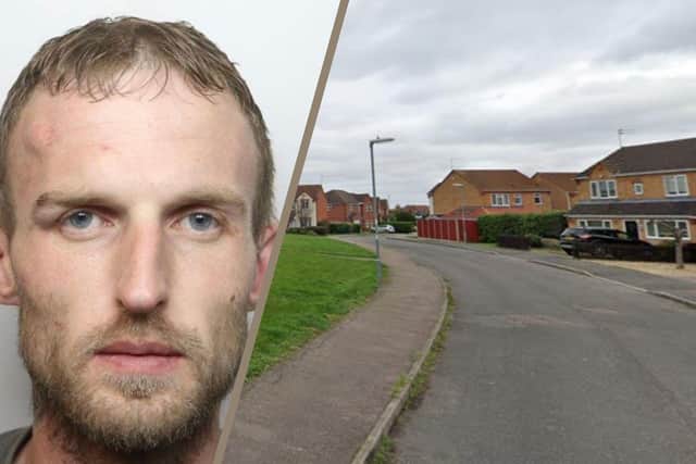 Lee Annand was caught in Dolver Close, Corby. Image: Northants Police / Google / National World