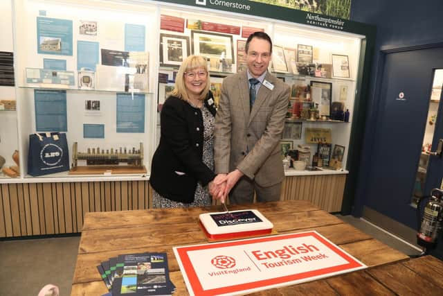 Cllr Helen Howell (NNC) and Cllr Daniel Lister (WNC) at the Northamptonshire Tourism Strategy launch at Rushden Lakes /National World