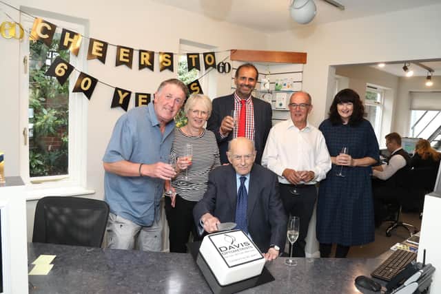 Davis Optometrist, opticians, celebrate the 60th anniversary of the Kettering business with founder Rodney Davis (seated)