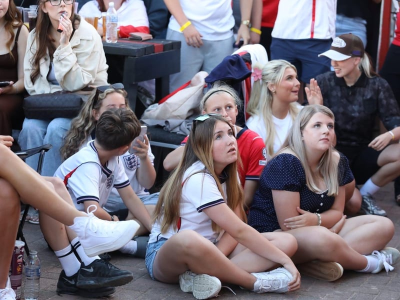 Fans at the Kettering Town FC World Cup Fan Zone watch England vs Argentina in the semi-final