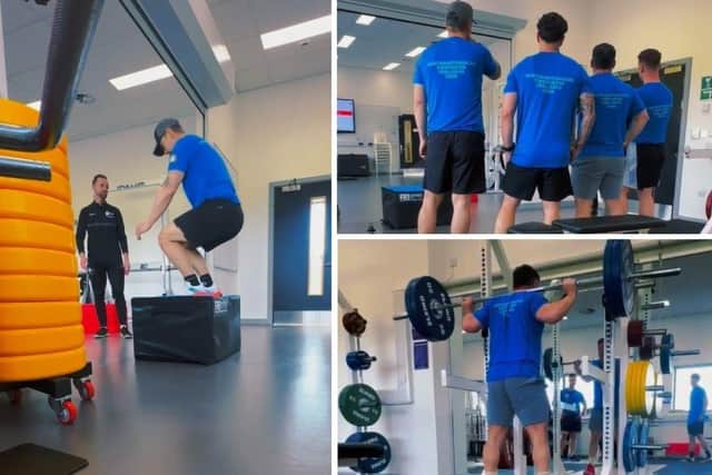 Northamptonshire Fire and Rescue Service firefighters supported by UON Sports academics in the lead-up to the British Firefighter Challenge.