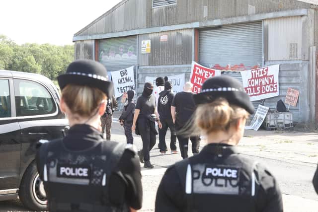 Animal rights protesters in Cranford Duck End watched by Northants Police/National World