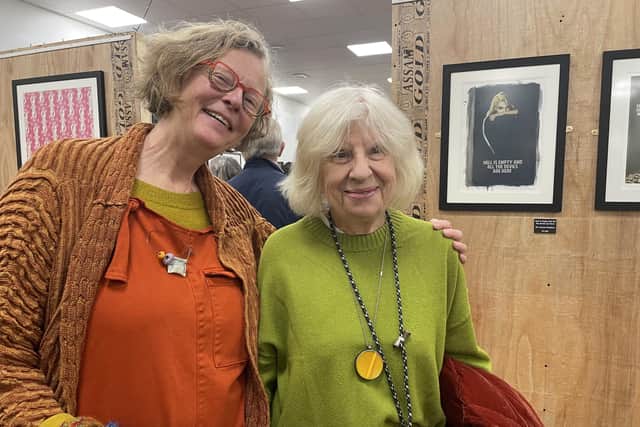 Rosalind Stoddart of Fermynwoods Contemporary Arts with Northamptonshire artist Gina Glover who were at Saturday's exhibition opening.