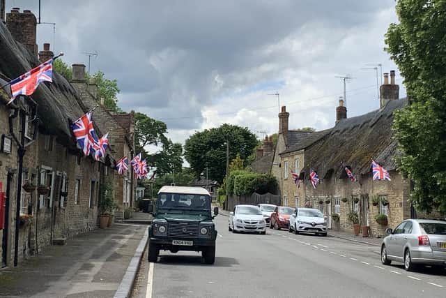 Union Flags in the streets of Podington