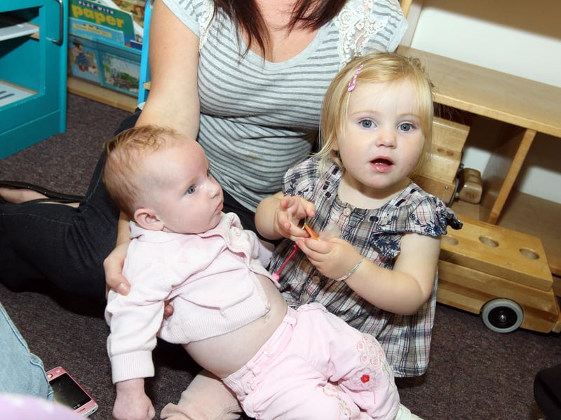Pen Green Centre parents expressed their concerns about proposed changes to KGH maternity and A&E services in 2012. Pictured are Summer Feeley (4 months) and Willow O'Hare (22 months)