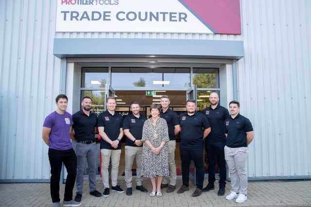 Pro Tiler Tools Management team with the Mayor of Northampton.