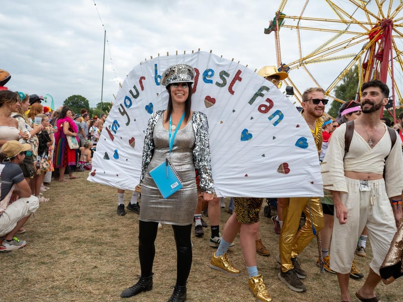 Festival goers taking part in the annual Shambala Carnival. This year’s theme was ‘Pun Intended'. Photo by David Jackson.