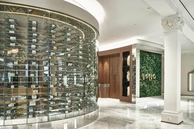 Verve Restaurant and wine display at Grand Resort Bad Ragaz